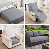 Waterproof 4 Seater Couch Cover for Dogs, Paw Print Quilted Blanket for 4 Cushion Sofa and Bed, Pet Hair Resistant, Skin-Friendly, Scratch Proof, Washable Sofa Seat Protector, 30x90 inch, Grey