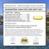 Wholistic Pet Organics Wild Alaskan Salmon Oil for Dogs - 100 Soft Gels - Rich Omega 3 Fish Oil with EPA & DHA for Skin, Coat, Joint, and Heart Health - Natural Dog Skin & Coat Care