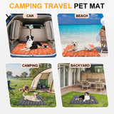 BEAUTYZOO Outdoor Dog Bed Waterproof, Camping Dog Bed Reversible, Portable Travel Bed with Carry Bag- Machine Washable, Durable, Foldable Outdoor Pet Bed Mat for Medium Large Dogs, 26" x 43" Orange