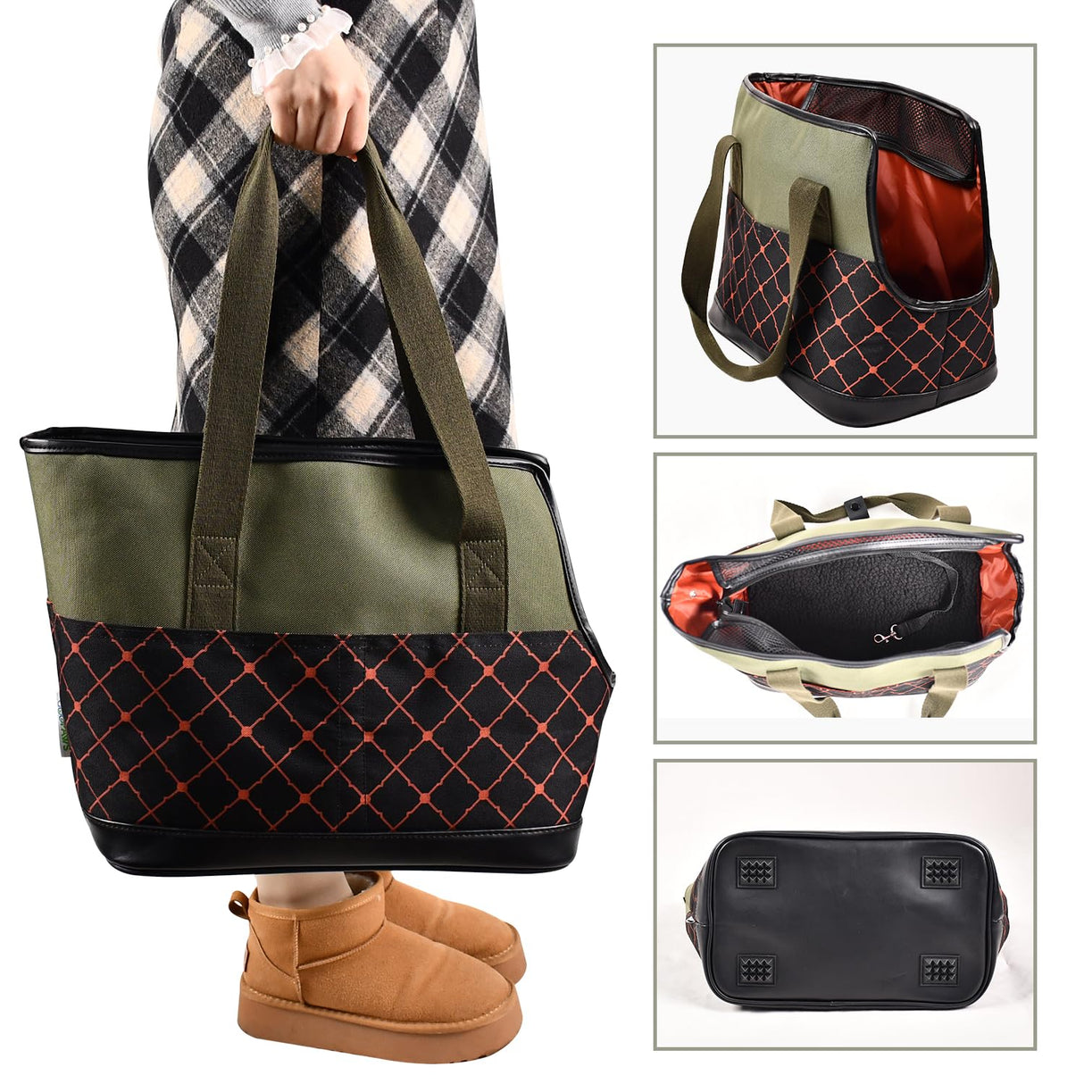 GOOPAWS Dog Purse Carrier for Small Dogs, Soft-Sided Tote Bags with Pocket Dog Travel Supplies Portable Dog Sling with Anti-Slip Bottom