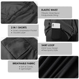 NIMOJIRO Men's 2 in 1 Running Shorts Workout Athletic Shorts Outdoor Sports with Liner Lightweight Training Yoga Gym Shorts with Phone Pockets Dark Gray