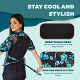 Ladybird Line 701 Blue Paw Print Waterproof Dog Grooming Smock with Pockets, Hair and Bleach Resistant, Covered Zipper Panel, Mesh Back, Adjustable Back Tie Belt, for Pet Grooming and Vet Clinics-4XL