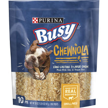 Load image into Gallery viewer, Purina Busy Rawhide Small/Medium Breed Dog Bones, Chewnola with Oats &amp; Brown Rice - 10 ct. Pouch
