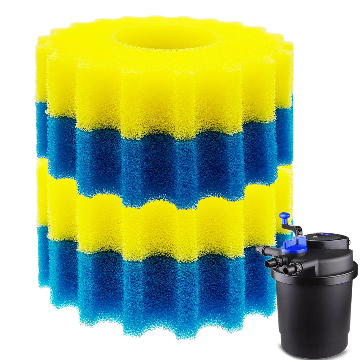 ShuRex Replacement Sponge Filter Media Pads for VIVOHOME 1580/1840GPH Biological Pond Filter, Compatible with 1580/1840GPH/CPF-2500/ CPF-3500 Pressure Koi Fish Pond Filter