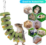 ERKOON Bunny Chew Toys, Rabbit Chew Toys for Teeth Grinding, Improve Dental Health, 100% Natural Apple Wood Timothy Grass Cake Treats for Rabbits Guinea Pigs Chinchillas Bunnies Hamsters (5 Pcs)
