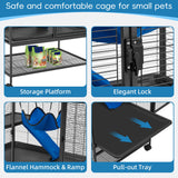 HABUTWAY 36.5''H Large Metal Rolling Ferrets Cage, 2-Tiers Small Animal Cages, Cage for Rats/Chinchillas, 0.5'' Bar Spacing for Ferret,Small Animal Cage w/Removable Ramp & Platform