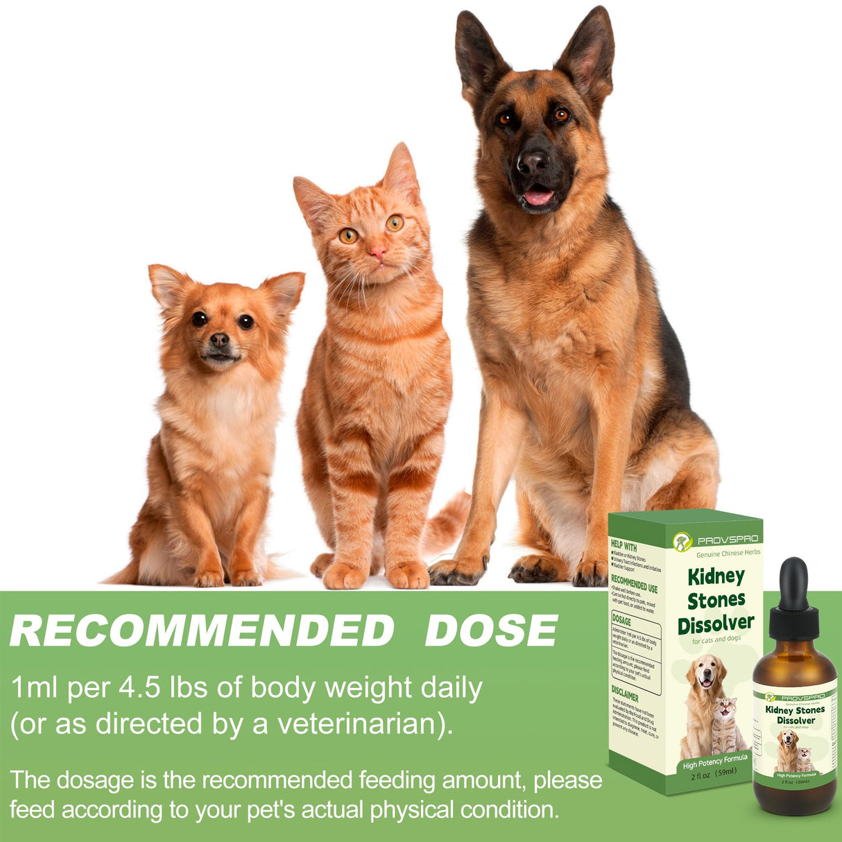 Dog & Cat Bladder Crystals Treatment or Stone, Bladder Kidney Stones Dissolver for Pet, Cat Dog Urinary Tract Supplements for Kidney and Bladder Stones, Urinary Free The Flow, 2 fl oz, 59ml