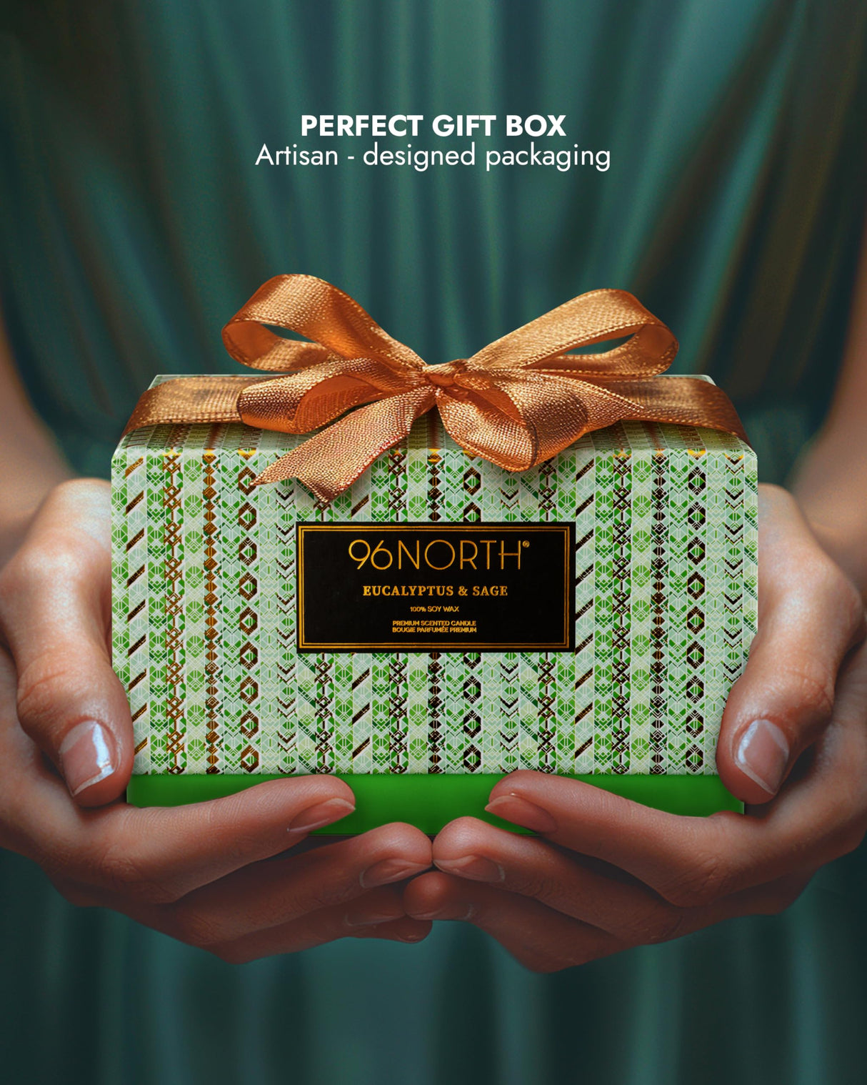 96NORTH Luxury Eucalyptus & Sage Soy Candle | Large 3 Wick Jar Candle | Up to 40 Hours Burning Time | 100% Natural Soy Wax | Housewarming Gift for Men and Women