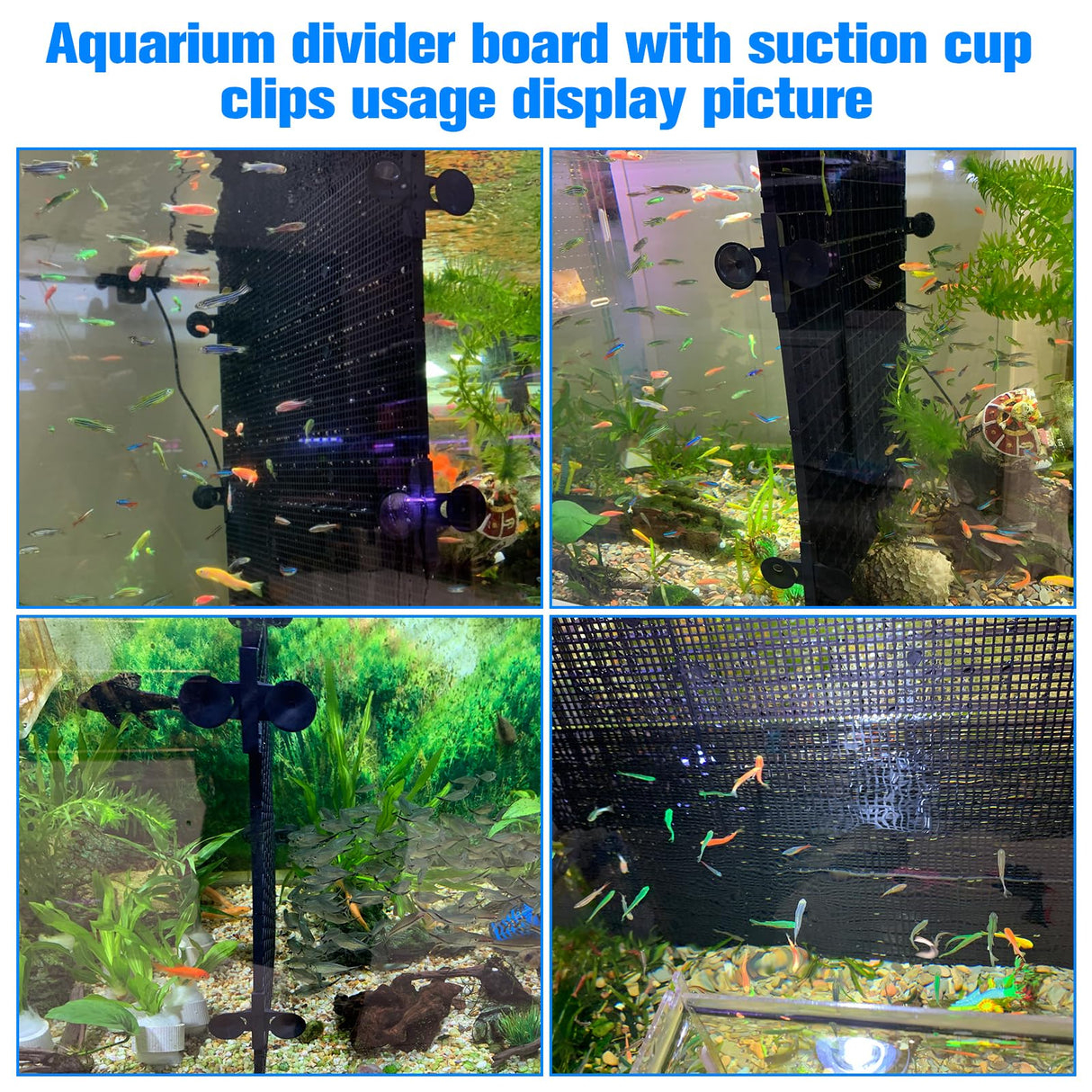 8pcs Fish Tank Divider with 10 pcs Suction Cups DIY Adjustable Aquarium Divider Filter Bottom Fish Tank Isolation Board Egg Crate
