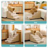 COZY KISS Dog Stairs for Small Dogs 15.7" H, 4-Step Gentle Incline Pet Step for Couch Sofa, Non-Slip Right-Angle Dog Ramp for Puppy Doggie Senior Cats, 15.7x23.6x15.7 Inch, Beige