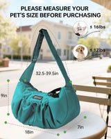 Puppy Sling Carrier for Small Dog-Widened and Thickened Shoulder Strap with Storage Pocket, Adjustable Hands-Free Small Dog Carrier Sling for Outdoor, Cat & Dog Sling Carrier 7-15 lbs,(Peacock Blue).