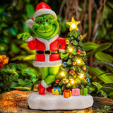 YDKOJGW Solar Garden Outdoor Statues with Christmas Tree and LED Lights,Lawn Christmas Decorations Statues for Patio,Balcony,Yard Ornament,Unique Housewarming, Birthday Gifts for Mom Grandma