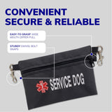 ActiveDogs Service Dog Bag with Zipper - 7" x 5" Clip-On Pouch with Embroidered Red Medical Alert Symbol for Easy Identification & Storage - Service Dog Accessory for Harness, Vest & More