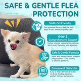Woyamay 4-IN-1 Flea and Tick Prevention Drops for Dogs and Cats, Natural Cat & Dog Flea and Tick Treatment, Supports Flea Defense, Gut Health, Skin & Coat Nourishment, and Immune Support, Bacon Flavor