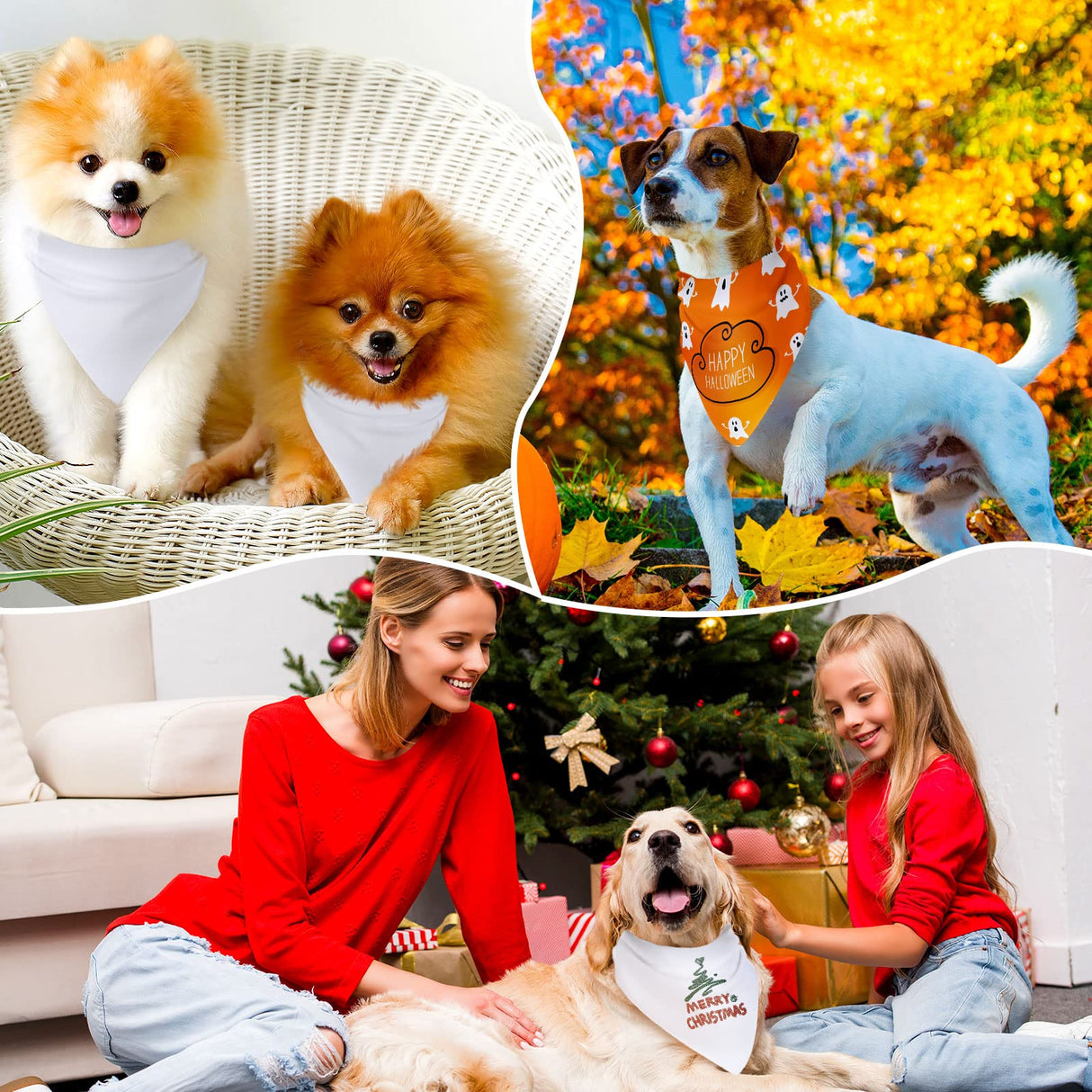 Kacctyen 100 Pcs Sublimation Blank Dog Bandanas Heat Transfer Washable Triangle Scarf DIY Sublimation PET Bandana Bib Kerchief Puppy Accessories for Dogs Cat, White(30.71 x 21.65 Inch)