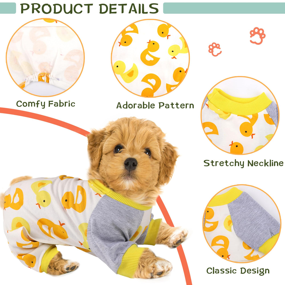 URATOT 5 Styles Soft Puppy Rompers - Cute Pet Clothes Onesies for Dog & Cat, Small