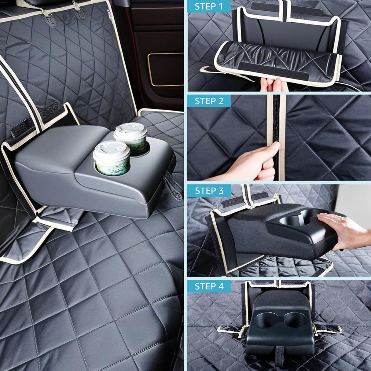 Lassie 4 in 1 Dog Floor Hammock for Crew Cab,100% Waterproof Backseat Cover Dog Seat Covers, Bench Protector for Ford F150, Chevy Silverado,GMC Sierra,Toyota Tundra,Ram 1500 Truck etc