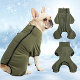 Mihachi Dog Snow Jacket Dog Coat Soft Fleece Pullover Pajamas, Pet Windproof Warm Cold Weather Jacket with Zipper, Reflective Jumpsuit Apparel Outfit Clothes for Small Dog, Army Green S