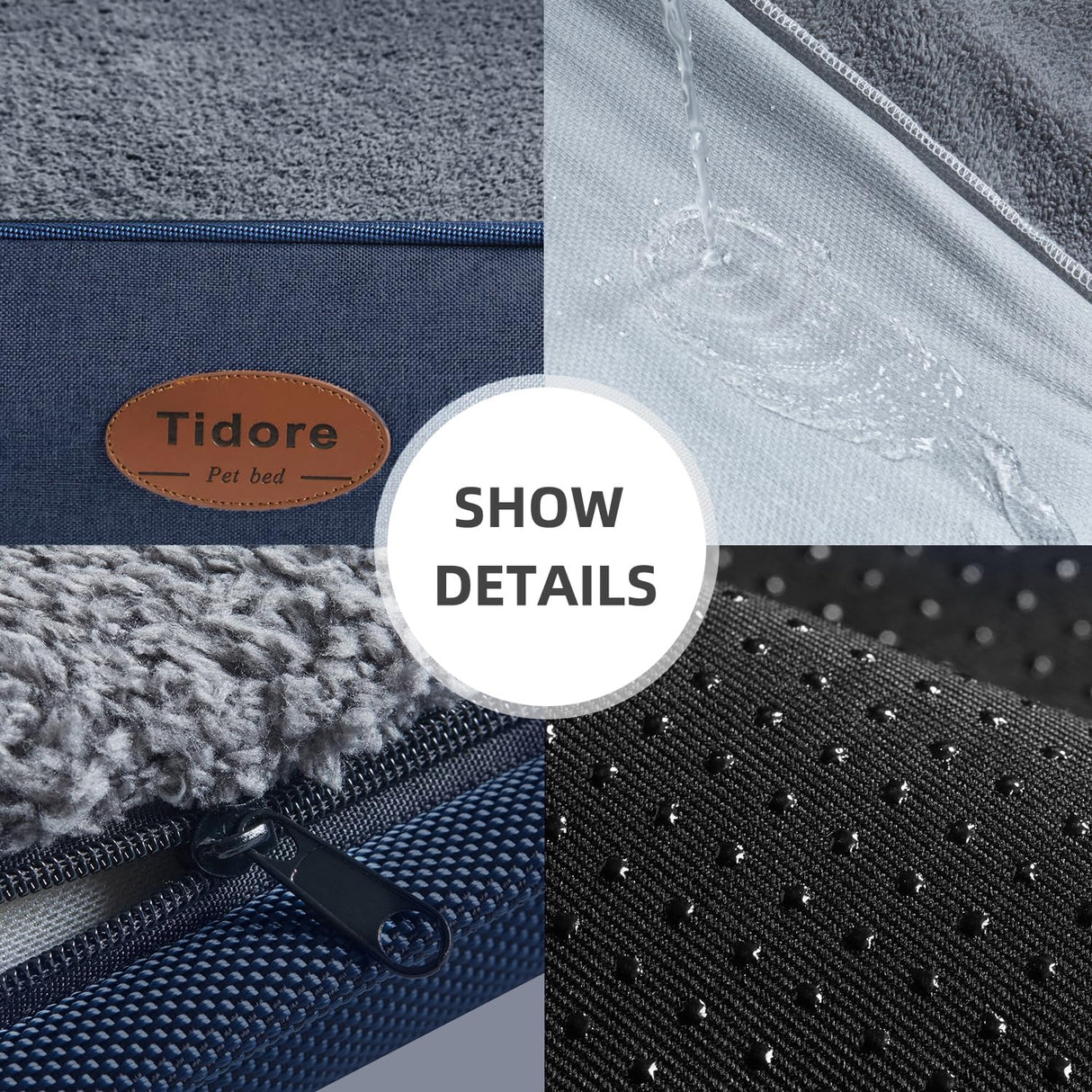 Tidore Orthopedic Dog Beds for Medium Dogs, Durable Egg Crate Foam Sofa Dog Bed wit Washable Removable Cover,Waterproof Lining,Pet Bed for Large Dogs (Dark Grey, 26.4" L x 21.7" W x 6.2" Th)