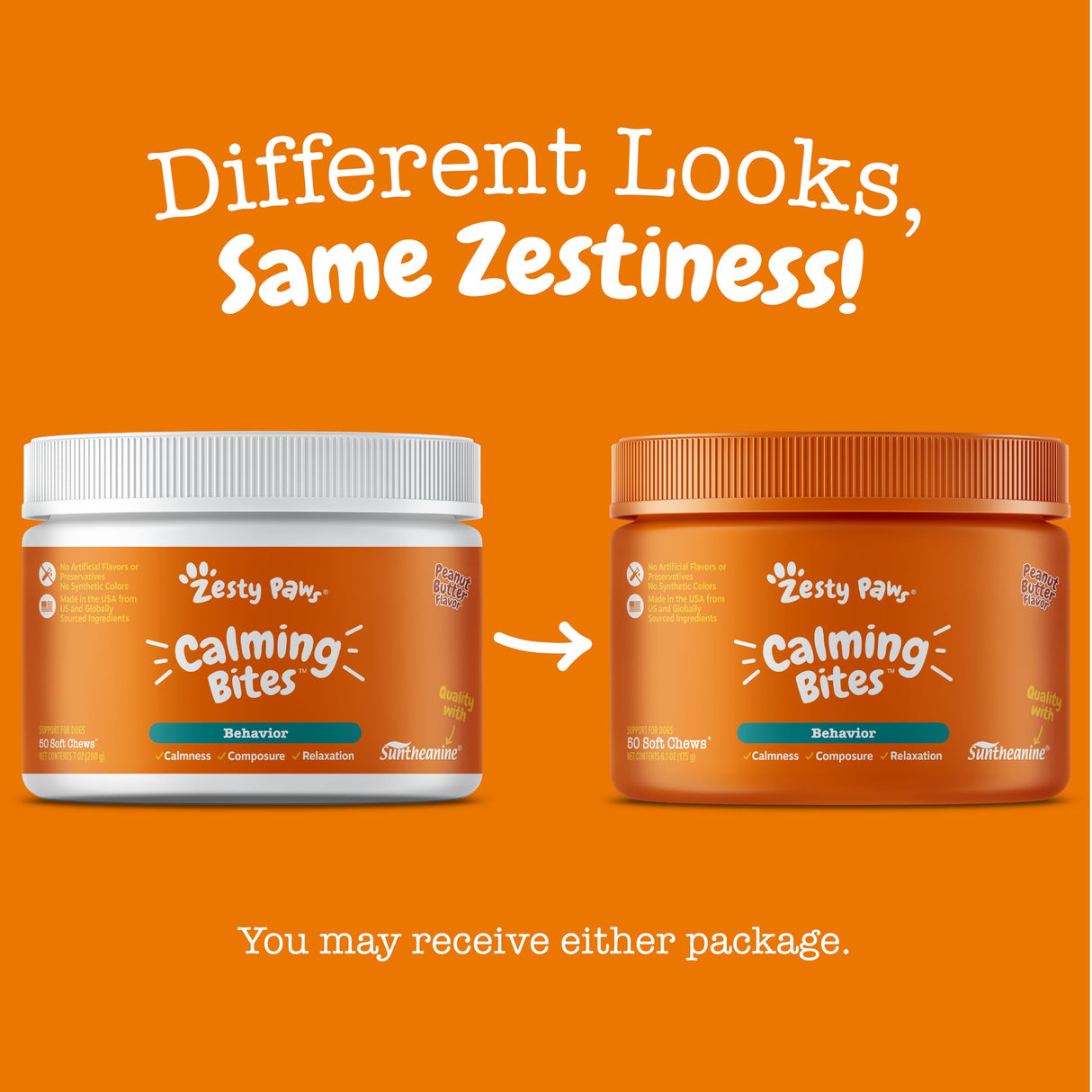 Zesty Paws Calming Chews for Dogs - for Everyday Stress, Relaxation, Composure, and Separation Peanut Butter 50 Count
