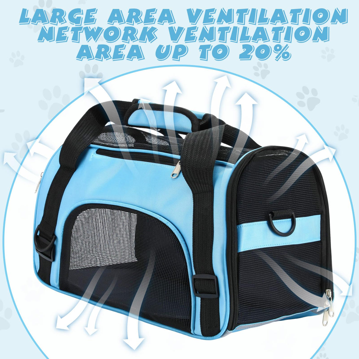 Clysee 2 Pcs Pet Carrier, Soft Sided Pet Travel Carrier for Cats, Airline Approved Kitty Portable Dog Bags for Traveling Little Dogs, Rabbits, Puppy, Cat(S,Blue)