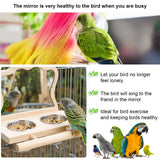 SMICEM Bird Perch Platform Toy with Mirror, Standing Rack & Stainless Steel Bowl - Wooden Play & Exercise Gym Stand, Cage Accessory for Cockatoos, Lovebirds, Budgies, Pacific Parrotlets & Canaries