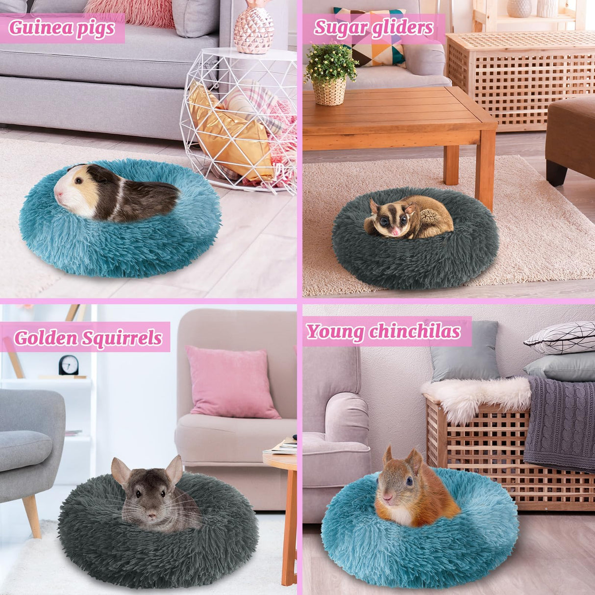 PETKNOWS 2 Pieces Guinea Pig Beds, Hamster Beds, Thickened and Warm Winter Guinea Pig Beds for Dwarf Rabbits, Chinchillas, Hamsters, Hedgehogs, Ferrets