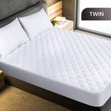 Quilted Fitted Mattress Pad, Twin Mattress Protector Topper with Deep Pocket Stretches up to 16 Inches, Machine Washable Mattress Cover (White)