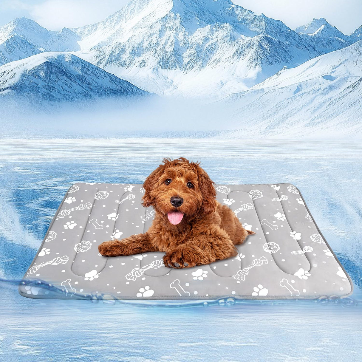 MH MYLUNE HOME Upgrade Cooling Mat for Pets,30”x20” 300g Reinforced Padding &Cool-Chill Fiber, Heat-Absorbing Color-Changing Pet Pad, Foldable Summer Bed
