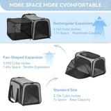 Petsfit 19"X12" X12" Expandable Pet Carrier, Square Expansion Reduces Pet Anxiety, Escape-Proof Self-Locking Zippers, 3 Easy-Access Entrances, for Cats & Small Dogs up to 18 lbs