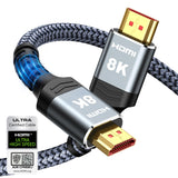 8K 10K 4K HDMI Cable 48Gbps 6.6FT/2M, Certified Ultra High Speed 2.1 HDMI Cable Braided Cord-4K@120Hz 8K@60Hz, DTS:X, HDCP 2.2 & 2.3, HDR 10 Compatible with DVD Player/PS5/HDTV/Blu-ray