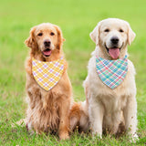 JarThenaAMCS 60Pcs Easter Spring Dog Bandana Pastel Plaid Triangle Pet Scarf Adjustable Puppy Neckerchief Colorful Dog Bib for Summer Medium Large Cat Costume Accessories