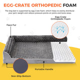 Aeroluxe Dog Bed Large Sized Dogs, XXL Orthopedic Dog Bed for Large Dogs, Waterproof Pet Bed with Washable Removable Cover, L-Shaped Pet Couch with Portable Handle 48"x35"x7.5", Grey