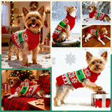 ABRRLO Dog Christmas Sweater Xmas Dogs Outfits New Year Holiday Costumes Puppy Cat Sweater with Leash Hole for Small Medium Large Dogs Girl Boys Dog Clothes (11-Red Green Reindeer, XX-Large)