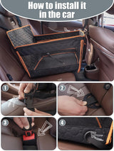 Prpeko Dog Car Seat for Large Dogs,Waterproof Fabric with Breathable Mesh&Adjustable Dog Seat Belt for Car,Dog Bed for Back Seat Up to 40 LB-Medium Orange