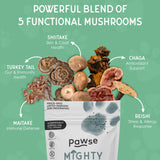 Pawse Mighty Mushroom Chews Supplement for Dogs & Cats | Blend of Turkey Tail, Reishi, Chaga, Maitake & Shiitake | for Immune System, Lumps & Bumps, Gut Health & Skin Support | 60 Chews