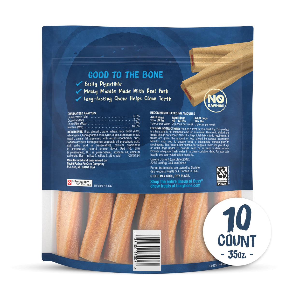 Purina Busy Bone Adult Dog Chew Bone Treats, Original - 10 ct. Pouch