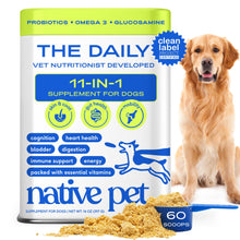 Load image into Gallery viewer, Native Pet Dog Vitamins &amp; Supplements - 11-in-1 Multivitamin Powder for Dogs Food Topper - Collagen, Glucosamine, Probiotics, Omega &amp; More- Supports Healthy Gut, Mobility &amp; Overall Health -60 Scoops
