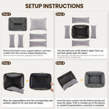 Warmrest Washable Dog Bed for Small Medium Dogs - Rectangle Orthopedic Corduroy Fleece Pet Bed with Removable Cover and Nonskid Bottom, Calming Puppy Bed Soft Pet Sofa, Grey(25x21x7inchs)