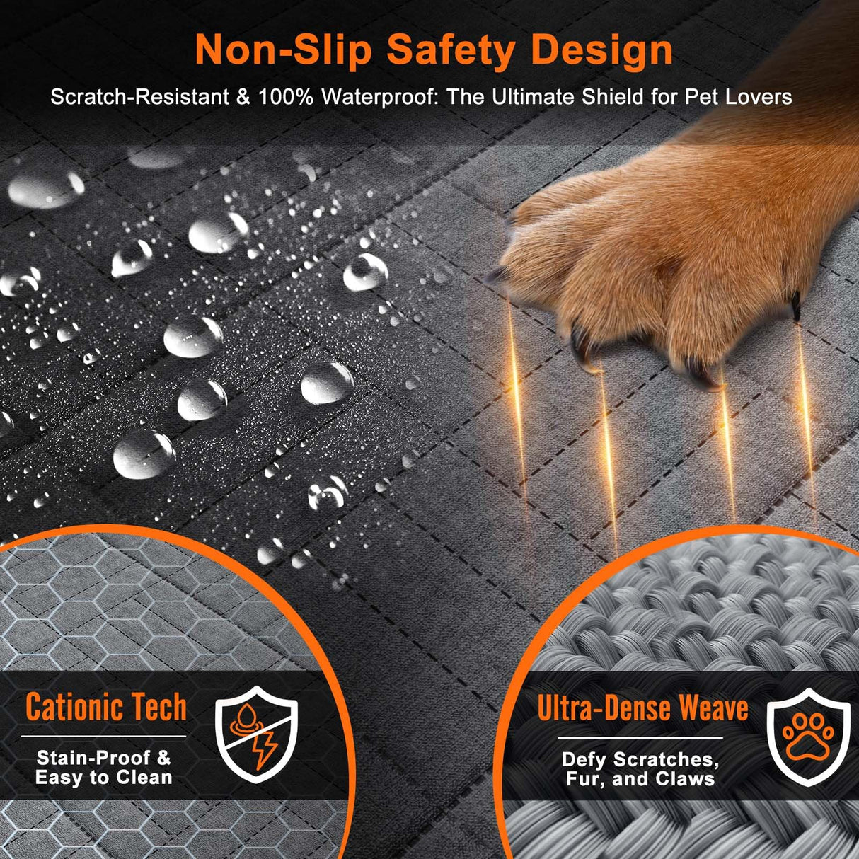 Doglike Military-Grade Dog Car Seat Cover for Back Seat, Hard Bottom Dog Hammock for Car, Pet Bed Extender for 2-4 Large Dogs, Waterproof Seat Protector, L Size Fits for SUV Medium Truck