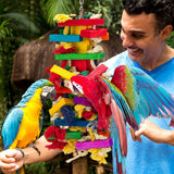 Extra Large Natural Wood Bird Toys for Macaws, African Grey, Amazon Parrots Gifts