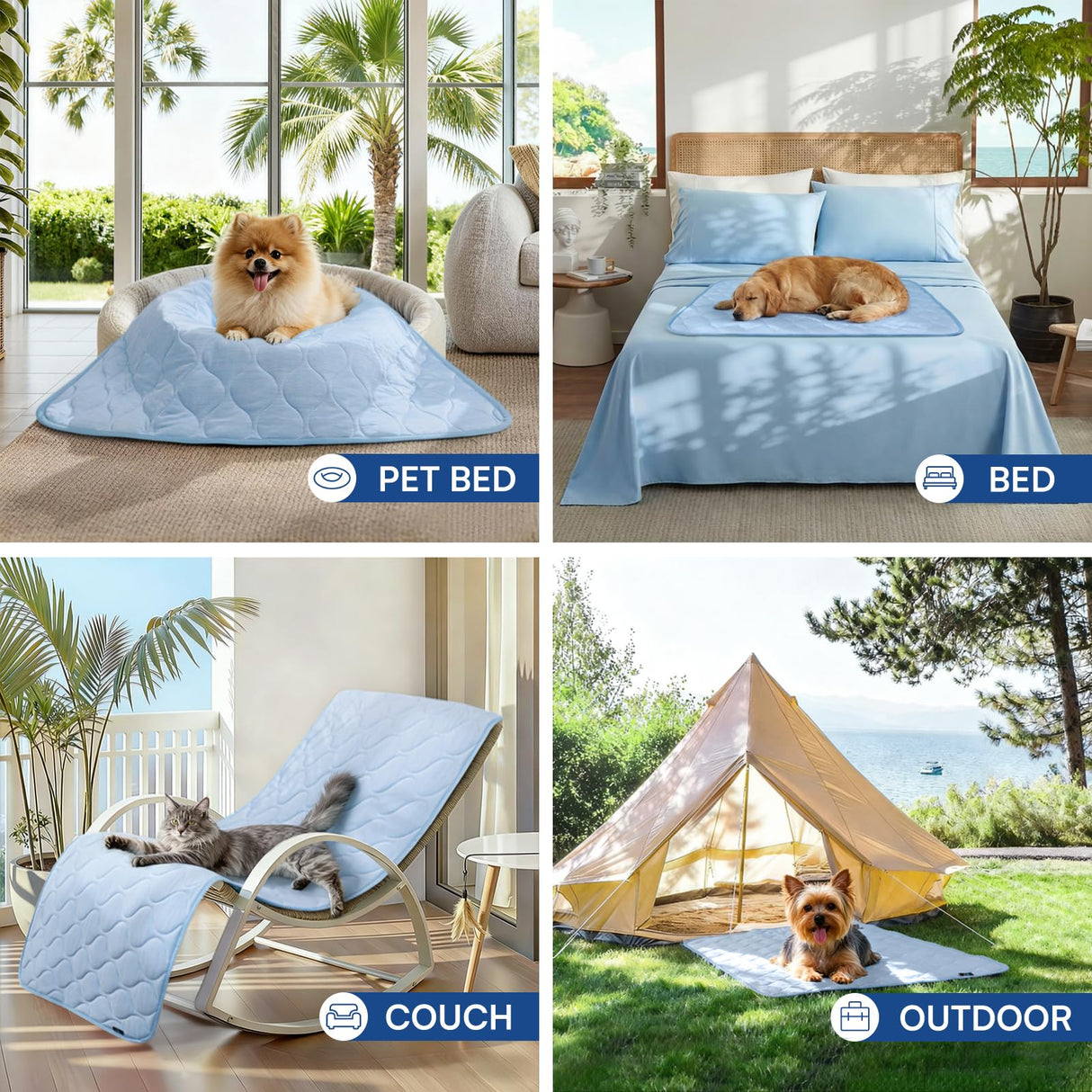 Luciphia Waterproof Cooling Blanket for Dogs Couch Cover Q-MAX>0.5, Leakproof Pet Mat Non-Slip for Cat Puppy Crate Bed Protector Outdoor Throw (Light Blue, 30x40 inches)