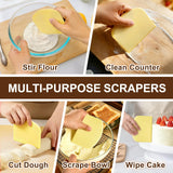 Versatile Bench Scraper with Wood Handle, Premium Stainless Steel Dough Scraper Cutter with 2 PCS Flexible Bowl Scraper for Pastry Bread Pizza, Kitchen Scraper Tool for Flat Top Griddle