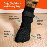 Steady Paws Anti-Slip Socks for Dogs - Breathable & Washable Non Slip Grippy Socks, Rubberized Paw & Adjustable Strap, Secure Fit to Prevent Slipping, Paw Protection for Senior Dogs, 4 Pack (Size XL)