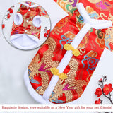 BAMY New Year Dog Dragon Robe Costume Warm Cat Cheongsam Winter Pet Clothes Vest of The Tang Dynasty Christmas Coat for Cats Teddy Bichon Small Medium Dogs (XXL (Chest Circumference 24.4in))
