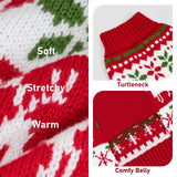 KYEESE Dog Christmas Sweater, Warm Turtleneck Dog Sweater for Small Dogs Boy Girl with Snowflake Reindeer Pattern, Winter Doggie Knitwear with Leash Hole,Soft Pet Clothes, X-Small