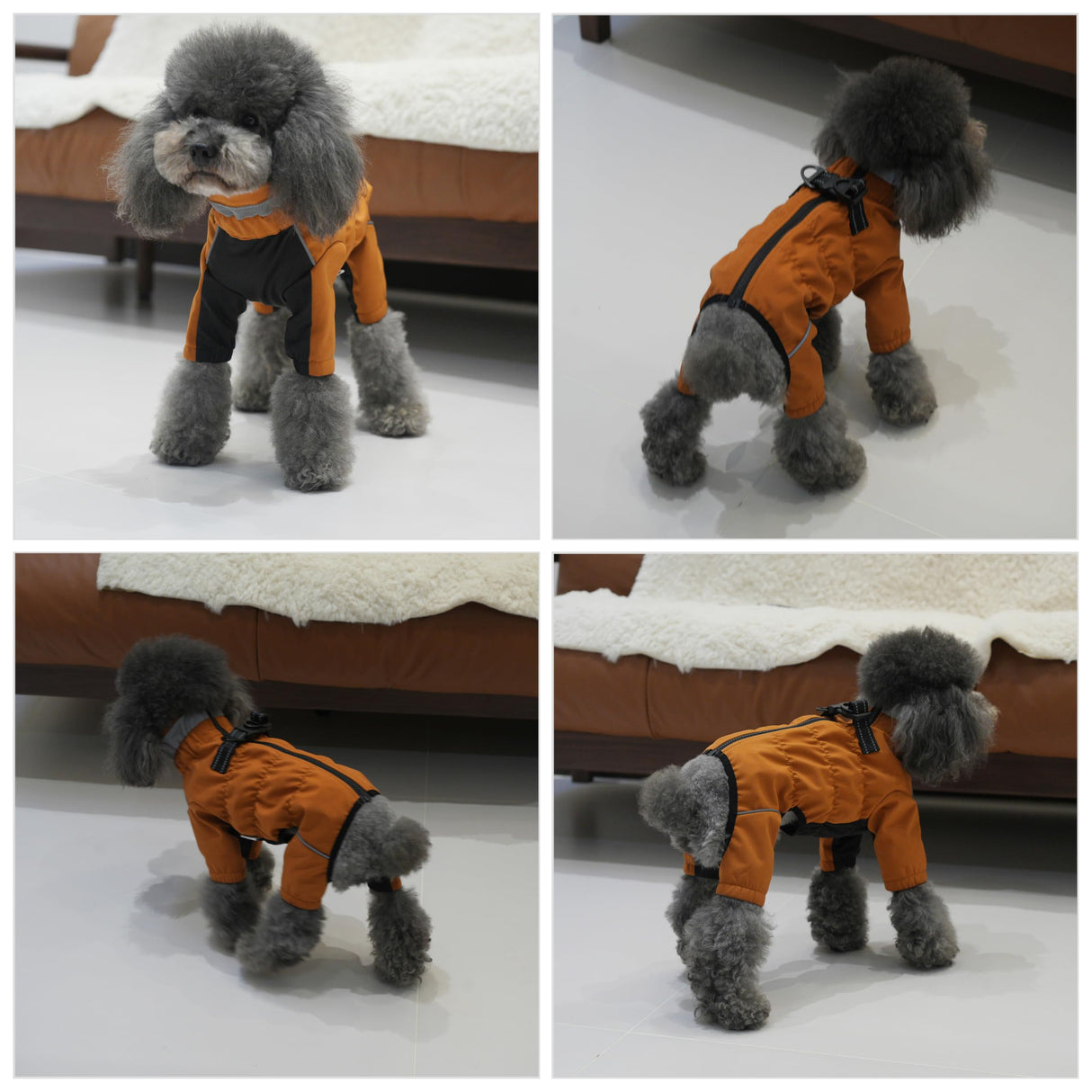 Winter Waterproof Dog Snowsuit – Full Body Outdoor Jacket with Leash Ring, Fleece Lining, Windproof Reflective 4-Leg Dog Coat for Small to Large Dogs Mustard Yellow L