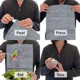 NEATSHEETS Disposable Bibs for Adults, Kids & Elderly Senior | Adhesive Tab Napkins for Eating, Personal Use, Home Care & Business | Spill Absorbent, Stain/Liquid Repellent | Blue Ticking, 100 Count