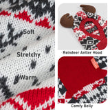 KYEESE Dog Christmas Sweater, Warm Dog Sweater for Small Dogs Boy Girl with Reindeer Antler Hood, Classic Winter Knitwear with Leash Hole, Soft Stretchy Fabric, Cozy Pet Clothes, Small