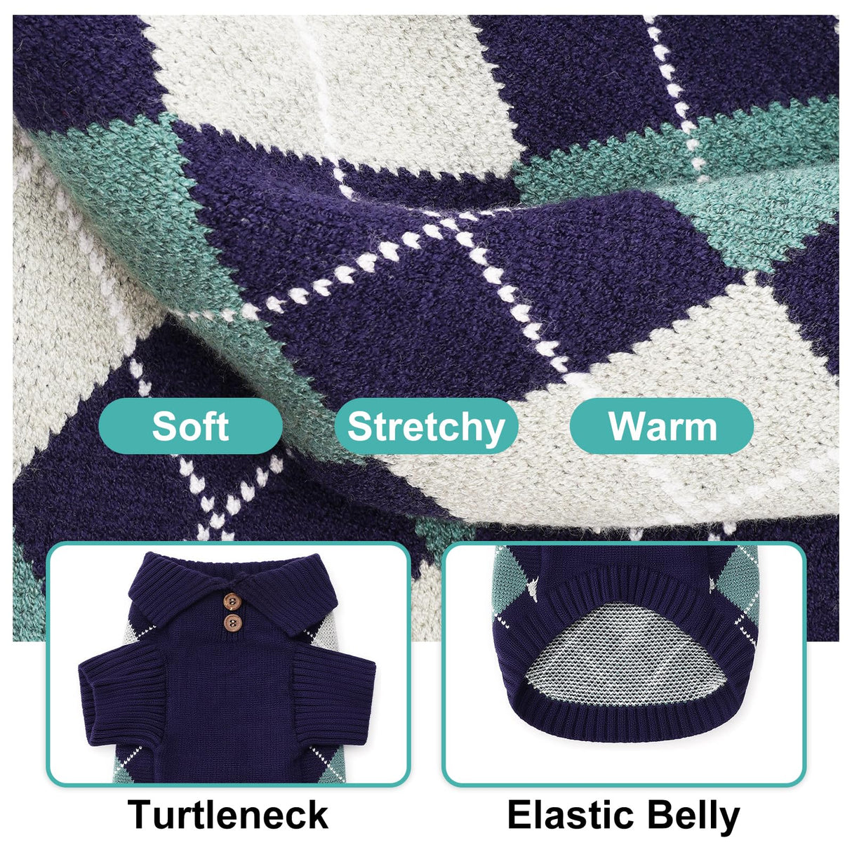 XPStitchPaw Dog Sweater for Large Dogs, Winter Fleece Outfit with Easy Belly Opening & Round Butt Design, British Style Collar Pet Clothes for Christmas Daily Wear, Warm Soft Sweatshirt (L)